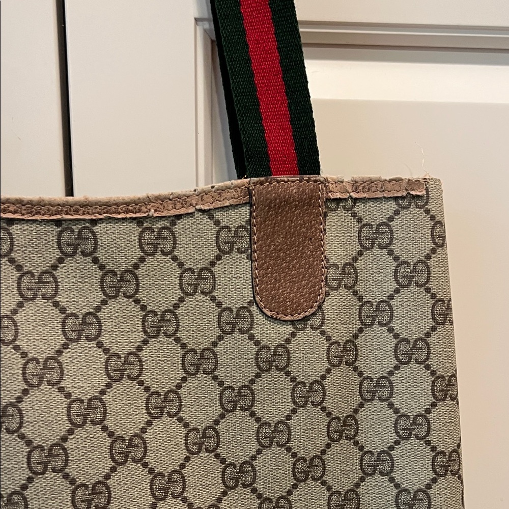 Gucci Beige Monogram Tote with Brown Trim - Picture 10 of 15